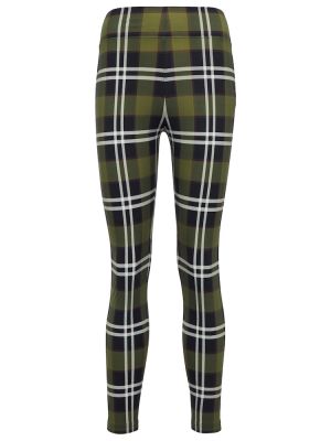 Pantaloni sport cu talie înaltă în carouri Burberry verde