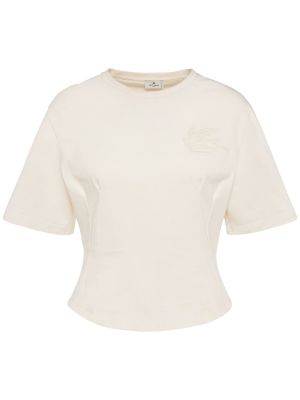 T-shirt di cotone in jersey Etro bianco