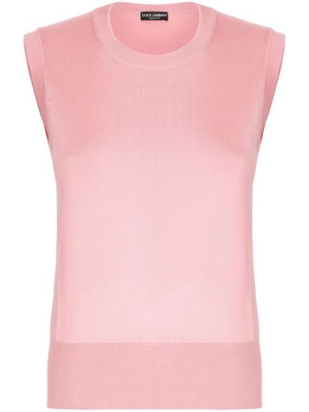 Růžový pletený hedvábný top Dolce & Gabbana