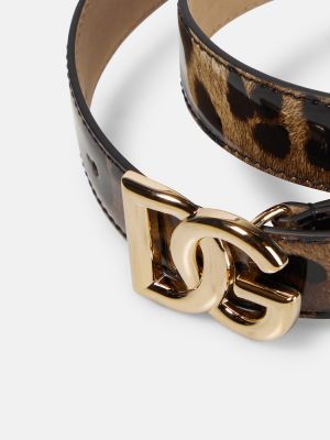 Leopardí kožený pásek s potiskem Dolce&gabbana zlatý