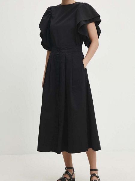 Bavlněné midi sukně Answear Lab černé