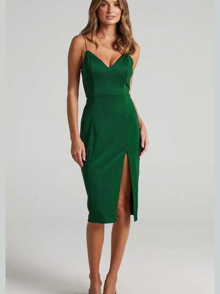 Σατέν φόρεμα με λαιμόκοψη v Madmext πράσινο