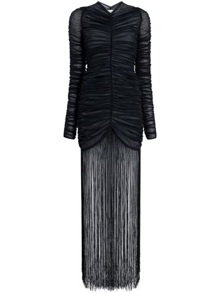 Koktejlové šaty s třásněmi Khaite černé