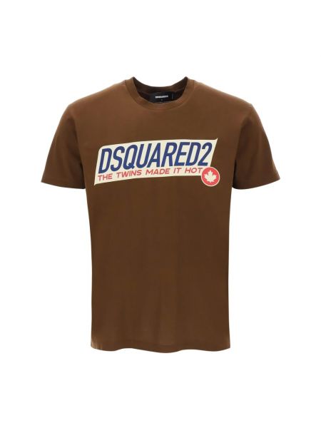 Koszulka z nadrukiem Dsquared2 brązowa