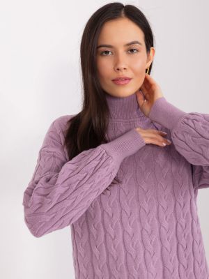 Džemperis ar augstu apkakli viskozes Fashionhunters violets