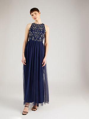 Вечерна рокля с мъниста с дантела Lace & Beads синьо