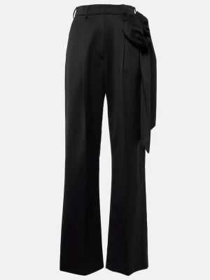 Ravne hlače s cvetličnim vzorcem Simone Rocha črna