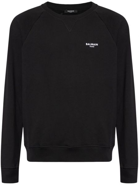 Langes sweatshirt aus baumwoll mit print Balmain schwarz