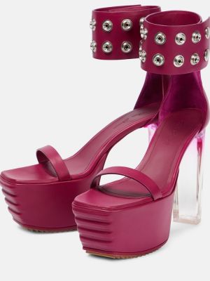 Usnjene sandali s platformo Rick Owens roza