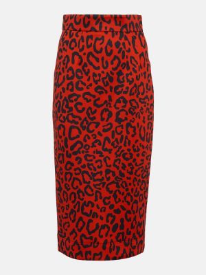 Jupe mi-longue à imprimé à imprimé léopard Dolce&gabbana rouge