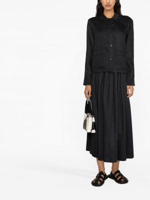 Lněné midi sukně Asceno černé