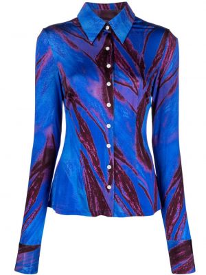 Риза с принт с абстрактен десен Louisa Ballou синьо