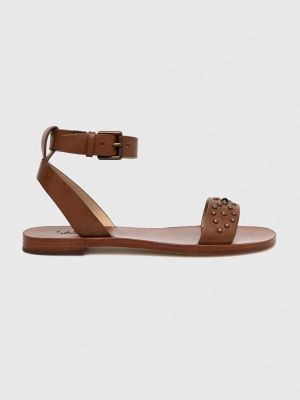 Kožené sandály Lauren Ralph Lauren hnědé
