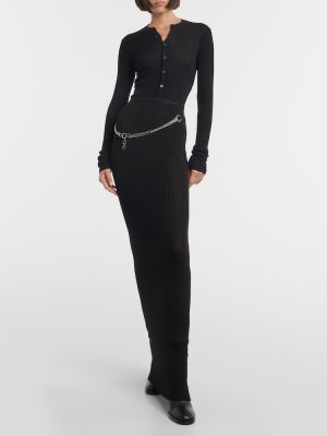 Μάλλινη μάξι φόρεμα Ann Demeulemeester μαύρο
