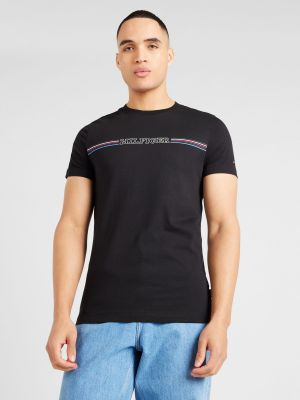 Pruhované slim fit priliehavé tričko Tommy Hilfiger čierna
