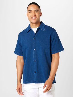 Rifľová košeľa Weekday modrá