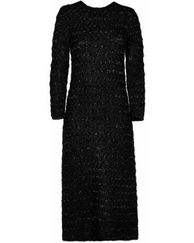 Tvídové vlnené šaty Balenciaga čierna