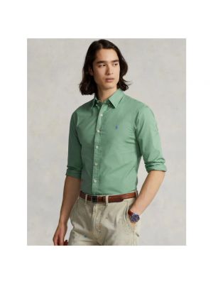 Camisa slim fit de algodón Polo Ralph Lauren verde