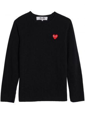 Памучен пуловер бродиран Comme Des Garçons Play черно