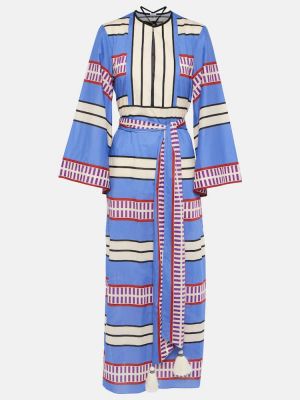 Βαμβακερή μάξι φόρεμα με τροπικά μοτίβα Johanna Ortiz μπλε