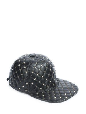 Кожаная кепка Valentino черная