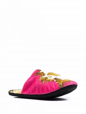 Pantuflas con estampado Versace rosa