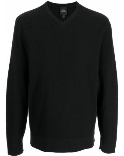 Jersey con escote v de tela jersey Armani Exchange negro