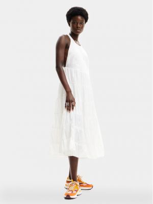 Μίντι φόρεμα Desigual λευκό