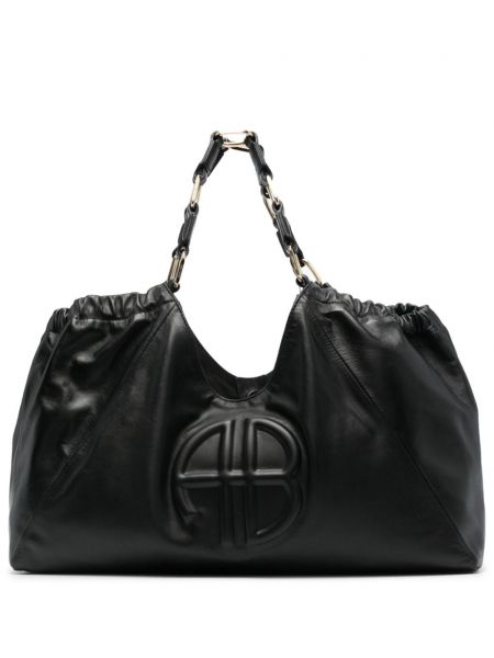 Kožená nákupná taška Anine Bing čierna