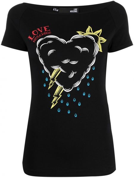 Μπλούζα σε στενή γραμμή με σχέδιο Love Moschino μαύρο
