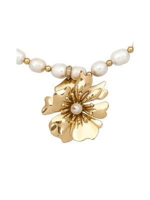 Collier avec perles à fleurs Ettika doré