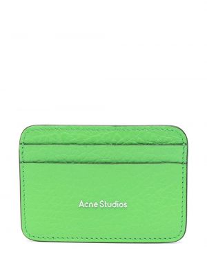 Kožená peněženka s potiskem Acne Studios zelená