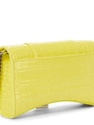 Bolsa de hombro de cuero Balenciaga amarillo