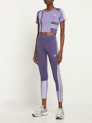 Tricou cu dungi Adidas Originals violet