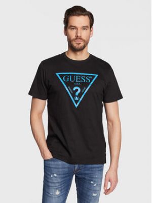 Reflexné slim fit priliehavé tričko Guess čierna