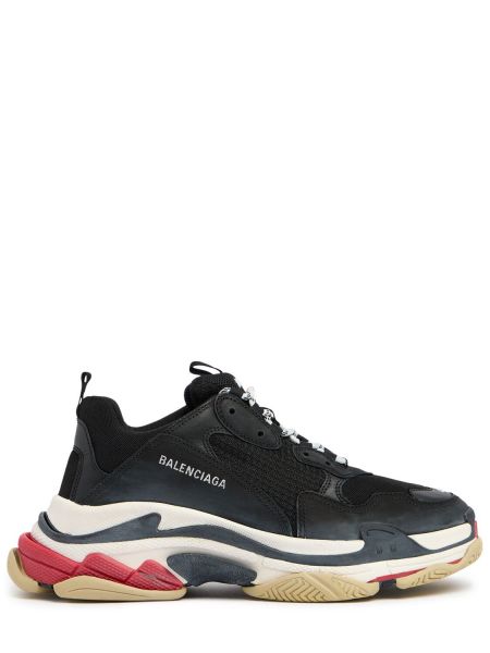 Verkko nahka mokka tennarit Balenciaga Triple S musta