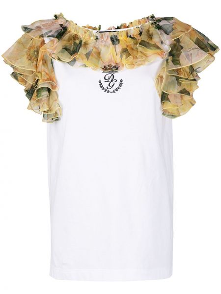 Květinová vesta s volány Dolce & Gabbana bílá
