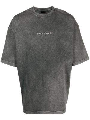 Bavlněné tričko s výšivkou Daily Paper šedé