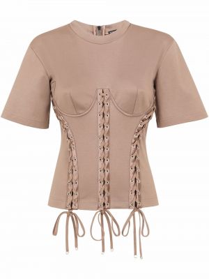Bavlnené tričko Dolce & Gabbana hnedá