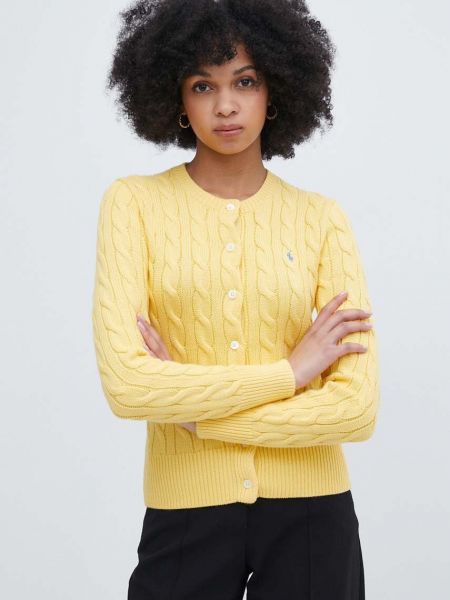 Żółty kardigan bawełniany Polo Ralph Lauren