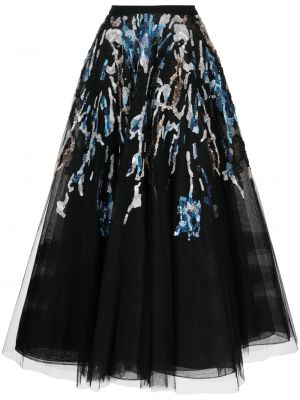 Tylové sukně s korálky Saiid Kobeisy černé