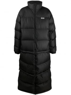 Péřový kabát na zip z peří s potiskem Vetements - černá