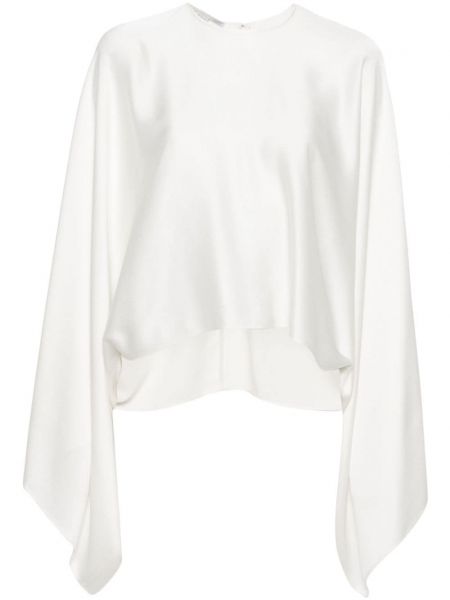 Сатенена блуза с драперии Stella Mccartney бяло