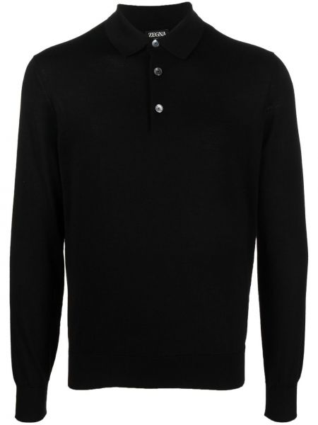 Strikket poloshirt Zegna sort