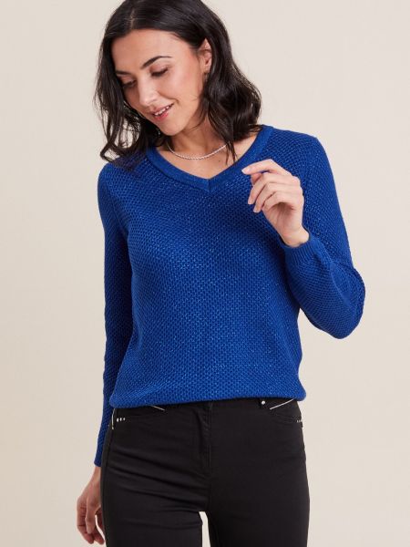 Вязаный свитер MIT V-AUSSCHNITT Breal, bleu electrique