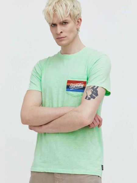Bombažna majica Superdry zelena