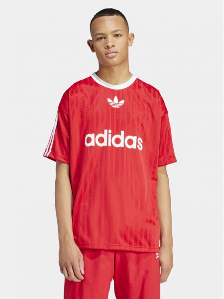 Футболка з принтом вільного крою Adidas Originals червона