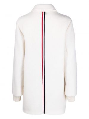 Pruhovaný vlněný kabát Thom Browne bílý