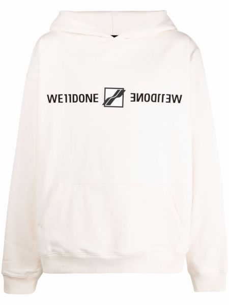 Hoodie con stampa We11done bianco