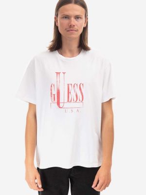 Bombažna majica Guess Usa bela